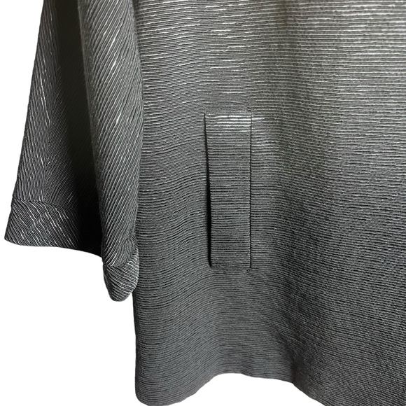 Eileen Fisher Collarless Open Front Textured Black Blazer Jacket Size Petite L - Picture 7 of 16